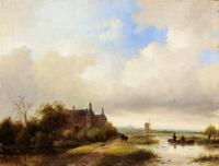 Jan Jacob Coenraad Spohler - Travellers On A Path Haarlem In The Distance